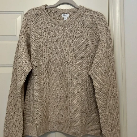 J. Crew Heather Khaki Donegal Cable Crewneck Sweater/NWT/XXL - Picture 9 of 10